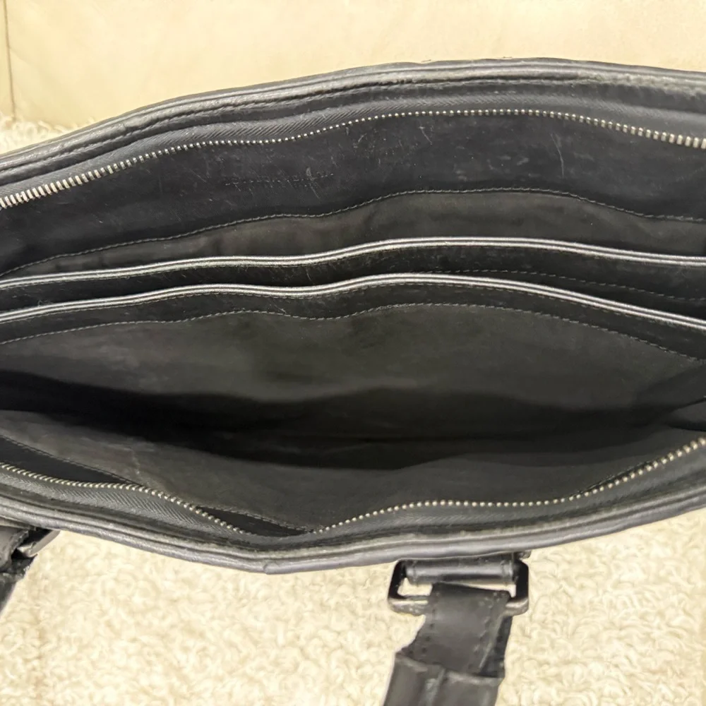 Bottega Veneta Dark Grey Intrecciato Leather Laptop Briefcase